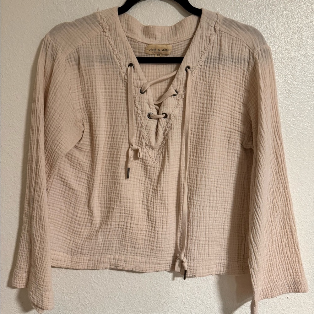 Cloth & Stone anthropology pink gauze top